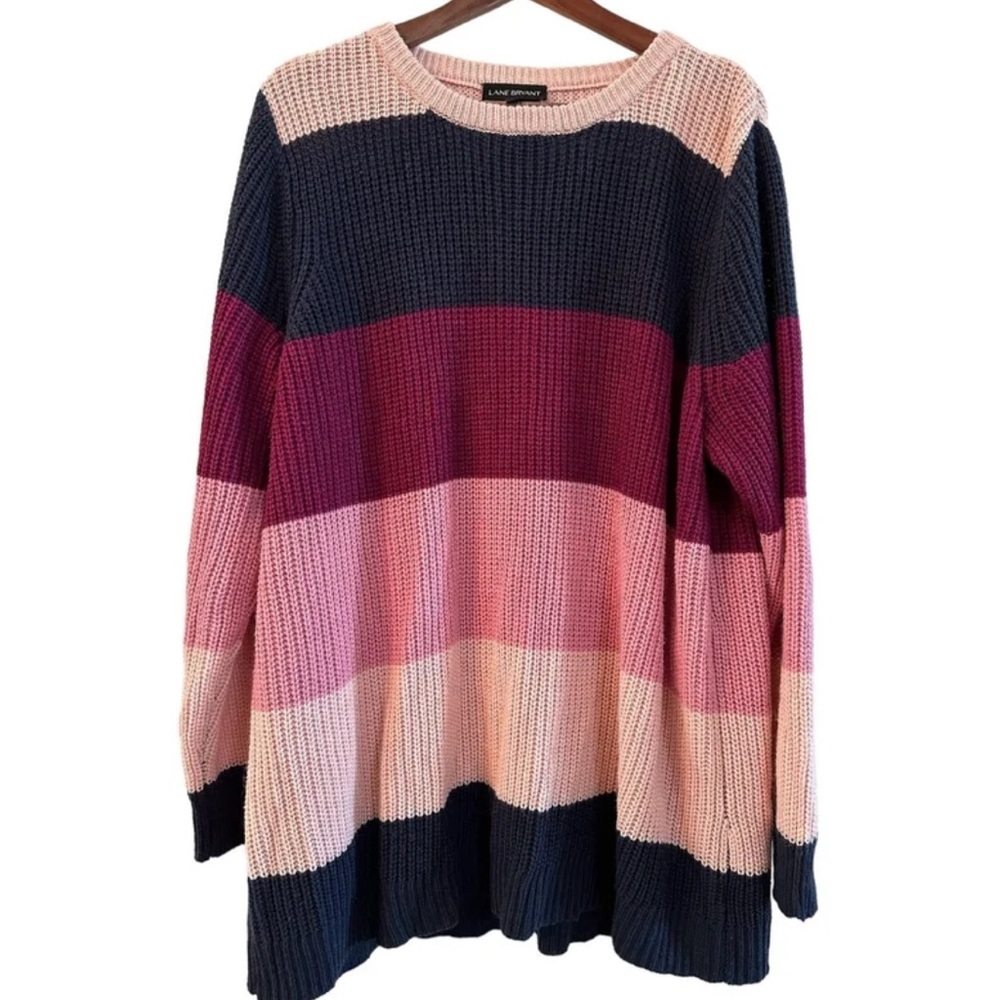 Lane Bryant Long Sleeve Curvy Color Blocked Knit Sweater size 22/24 - Picture 2 of 9